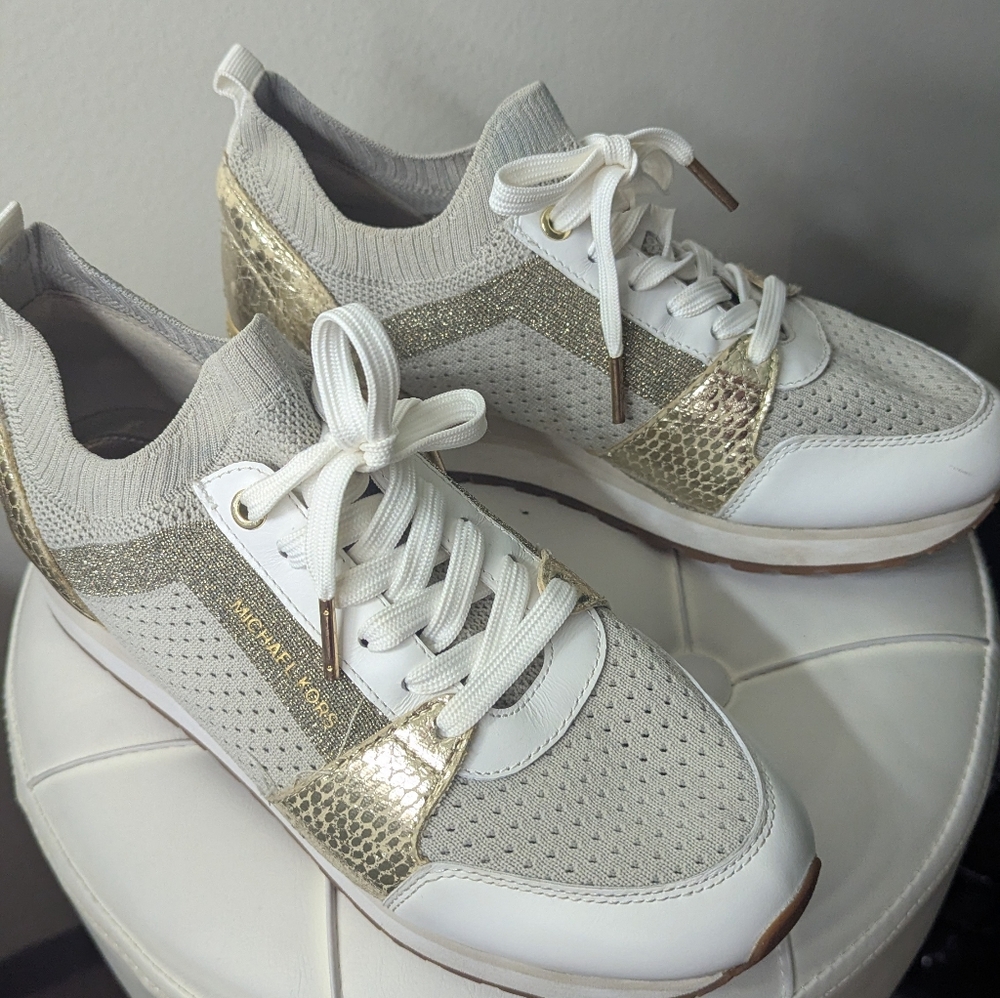 Michael Kors White and Gold Women's Sneakers